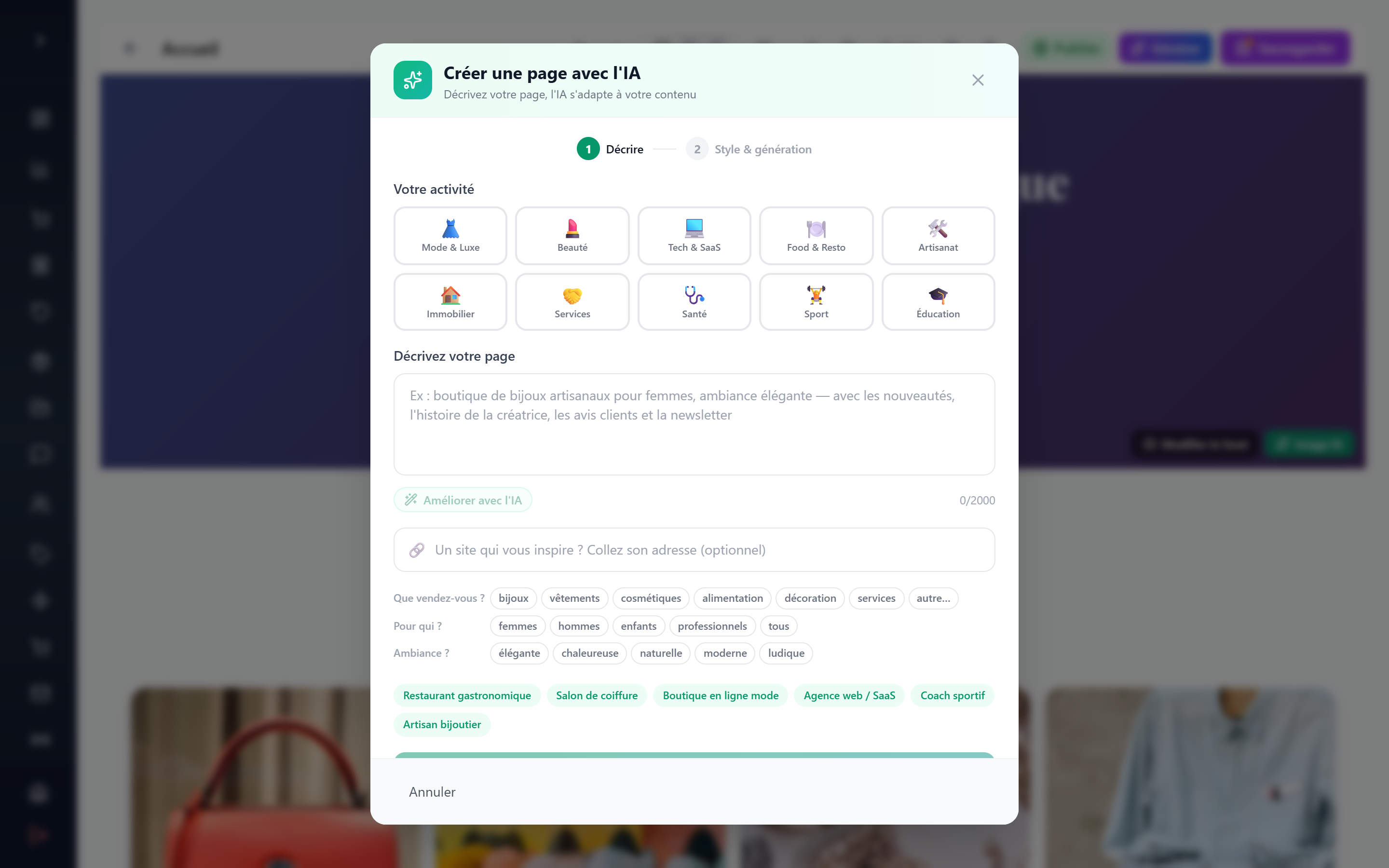 Créateur de pages Cluvina