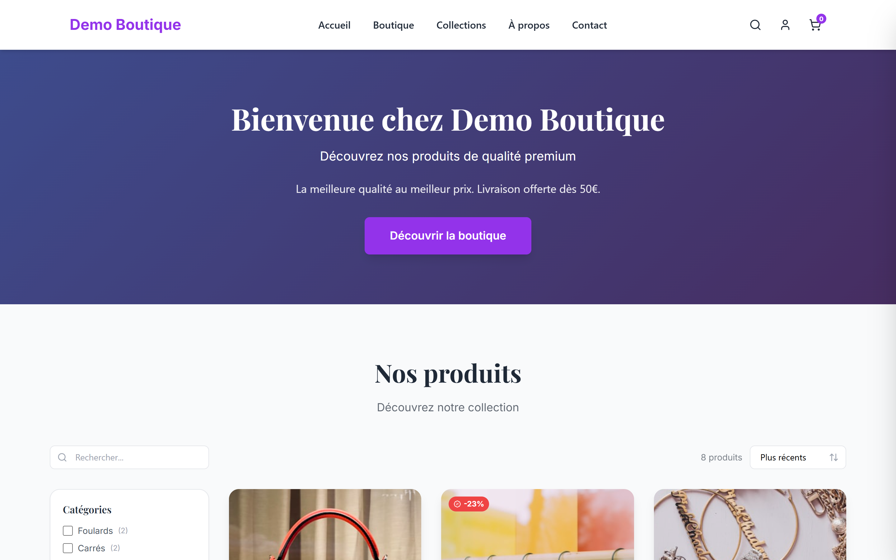 Boutique créée avec Cluvina